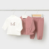 Completo 3 pezzi in Caldo cotone Neonata Rosa Antico Mayoral 2655
