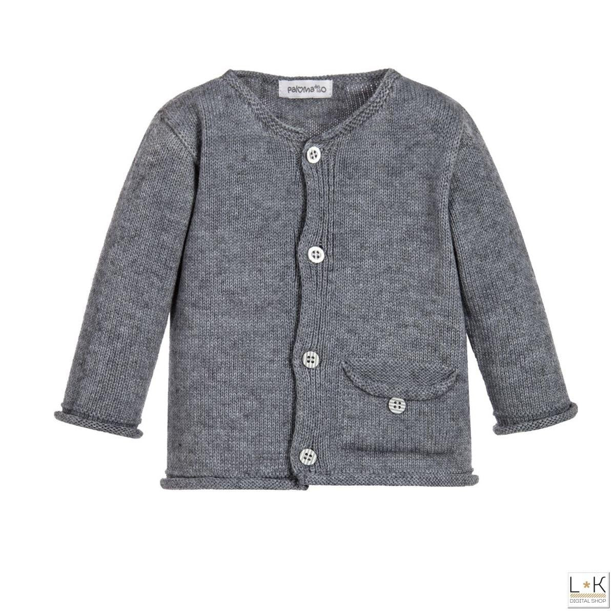 Cardigan in Lana Grigio Neonato Paloma De La o ZI7CQB - PALOMA DE LA O - LuxuryKids