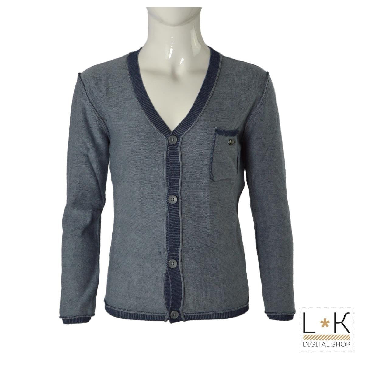 Cardigan in Misto Cotone Grigio-Blu Bambino Sarabanda N307 - SARABANDA - LuxuryKids