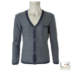 Cardigan in Misto Cotone Grigio-Blu Bambino Sarabanda N307 - SARABANDA - LuxuryKids