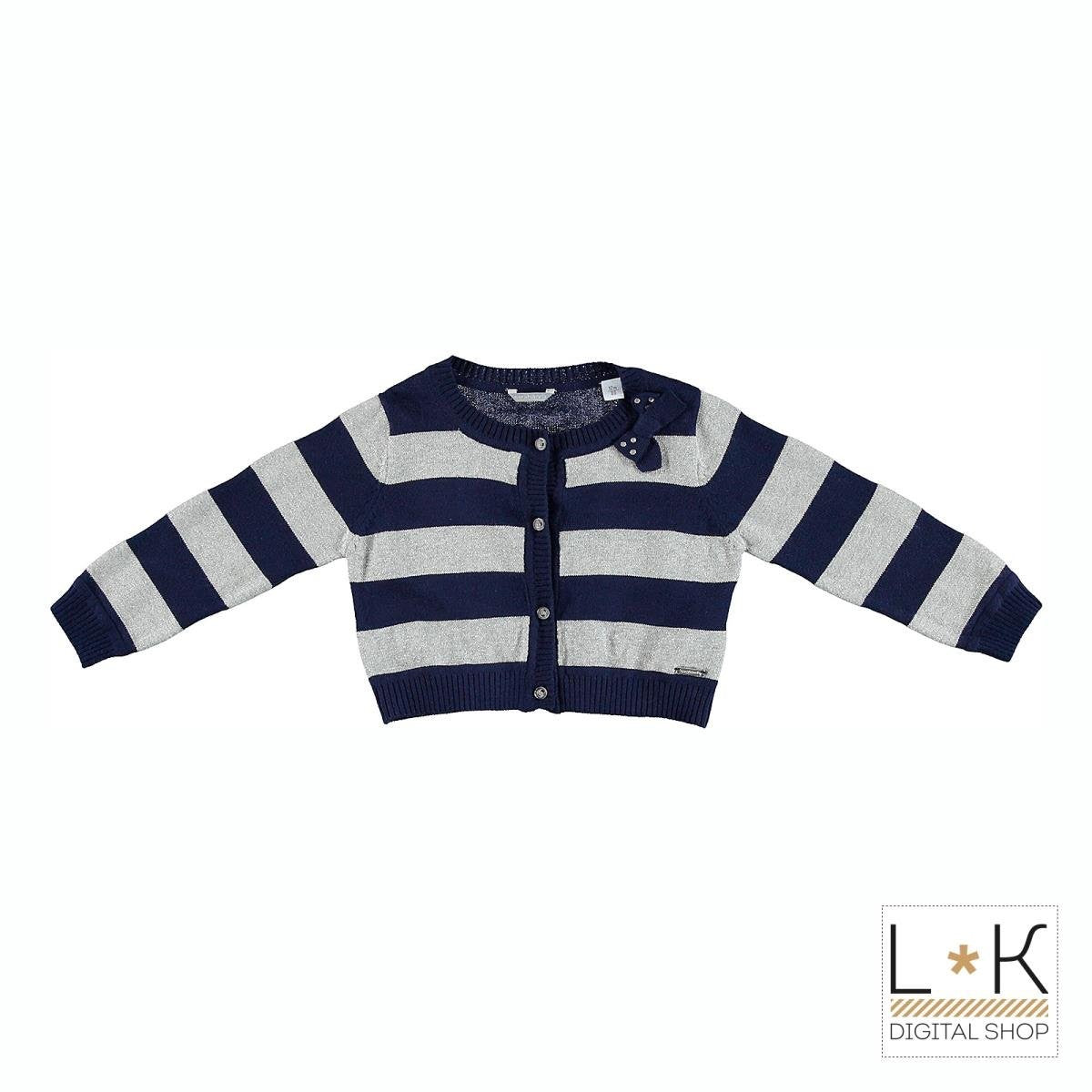 Cardigan in Misto Lana a Righe Laminato Neonata Sarabanda R068 - SARABANDA - LuxuryKids