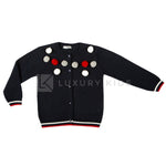 Cardigan In Misto Lana Blu Con PonPom Bambina Dr Kid 417 - DR.KID - LuxuryKids