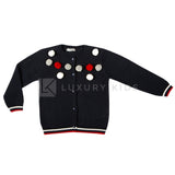 Cardigan In Misto Lana Blu Con PonPom Bambina Dr Kid 417 - DR.KID - LuxuryKids