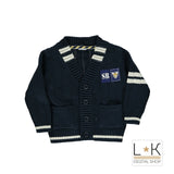Cardigan in Misto Lana Blu Notte Bambino Sarabanda H103 - SARABANDA - LuxuryKids