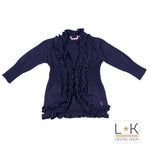 Cardigan in Misto Lana Viola con Rouches Neonata Sarabanda F261 - SARABANDA - LuxuryKids