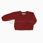 Cardigan in Tinta Unita Rosso Con Treccia Neonata A&J 466 - A&J - LuxuryKids