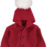 Cardigan Misto Lana Cappuccio Pompon Neonato Manuel&Frank MF4165I - MANUELL&FRANK - LuxuryKids