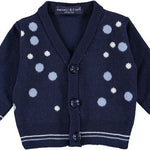 Cardigan Misto Lana con Pois Blu Neonato Manuell&Frank MF4161I - MANUELL&FRANK - LuxuryKids