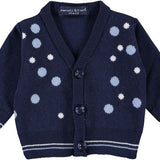 Cardigan Misto Lana con Pois Blu Neonato Manuell&Frank MF4161I - MANUELL&FRANK - LuxuryKids