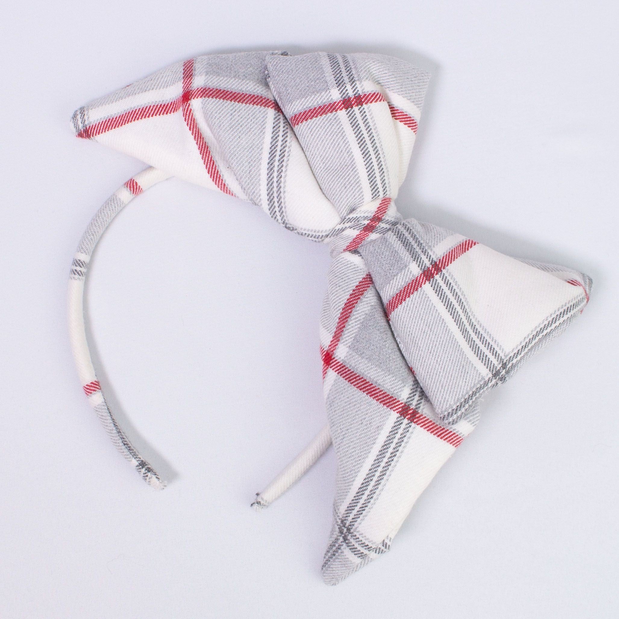 Cerchietto In Caldo Cotone Con Fiocco A Quadroni Grigio Bambina CHUA T2GAW19 - CHUA - LuxuryKids