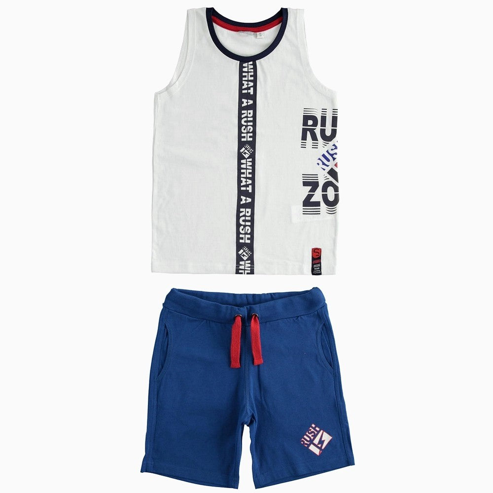 Completo 100% cotone canotta e pantalone corto 100% cotone Bambino Sarabanda J717 - SARABANDA - LuxuryKids