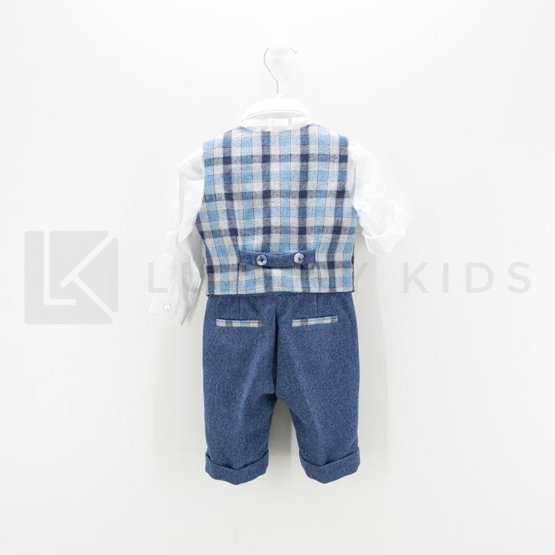 Completo 3 Pezzi Blu Neonato Creazioni Luana 3158 - CREAZIONI LUANA - LuxuryKids