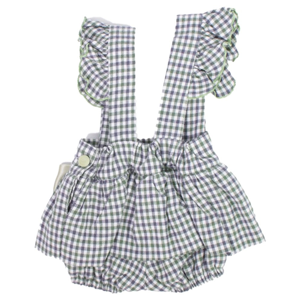 Completo 3 Pezzi Con Salopette Verde A Quadretti Neonata ALEXIA AL2066I - ALEXIA - LuxuryKids