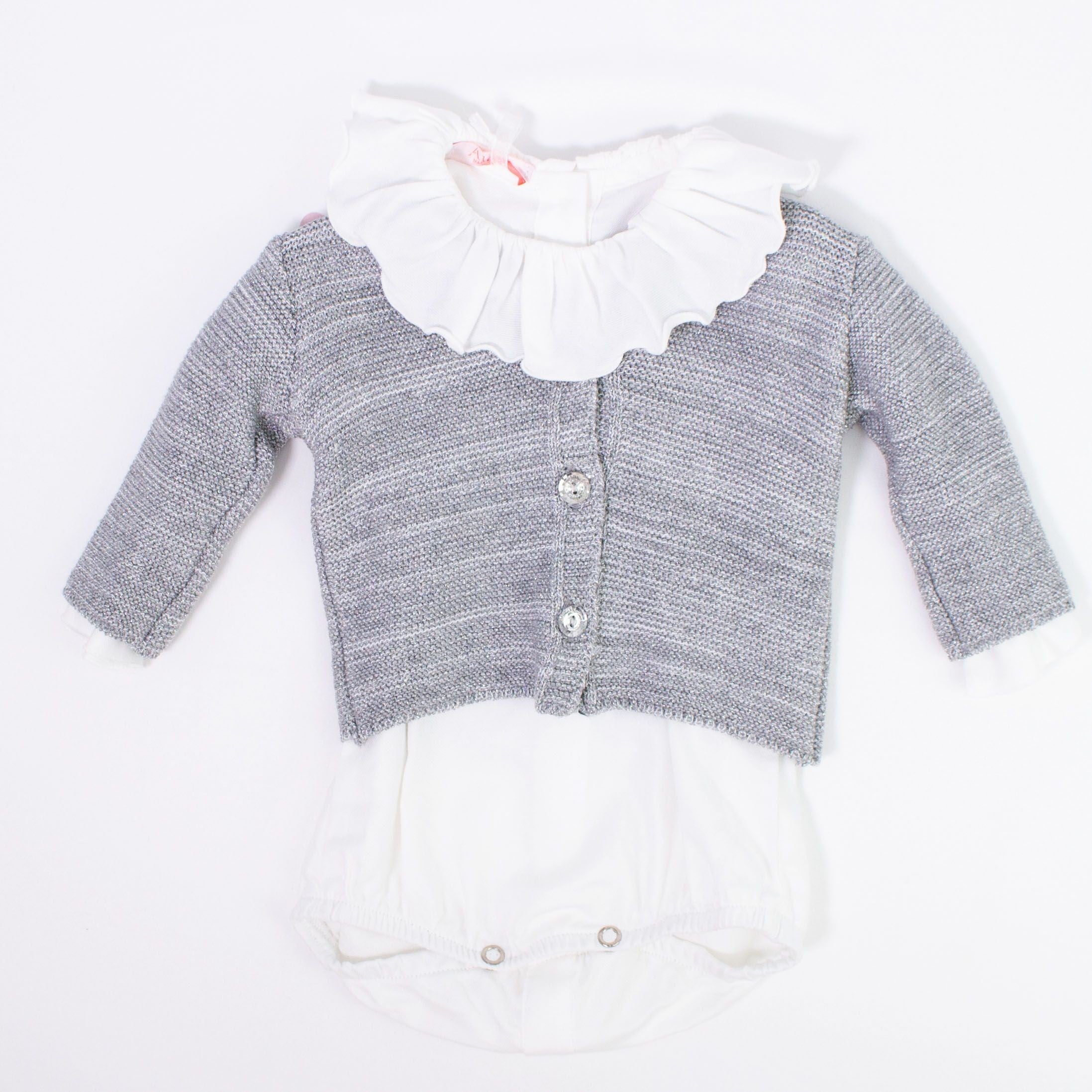 Completo 3 Pezzi Con Salopette Verde A Quadretti Neonata ALEXIA AL2066I - ALEXIA - LuxuryKids