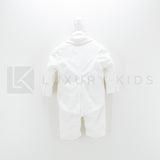 Completo 4 Pezzi Bianco Seta In Velluto Battesimo Neonato Creazioni Luana 3150 - CREAZIONI LUANA - LuxuryKids