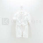 Completo 4 Pezzi Bianco Seta In Velluto Battesimo Neonato Creazioni Luana 3150 - CREAZIONI LUANA - LuxuryKids