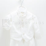 Completo 4 Pezzi Bianco Seta In Velluto Battesimo Neonato Creazioni Luana 3150 - CREAZIONI LUANA - LuxuryKids