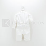 Completo 4 Pezzi Bianco Seta In Velluto Battesimo Neonato Creazioni Luana 3150 - CREAZIONI LUANA - LuxuryKids
