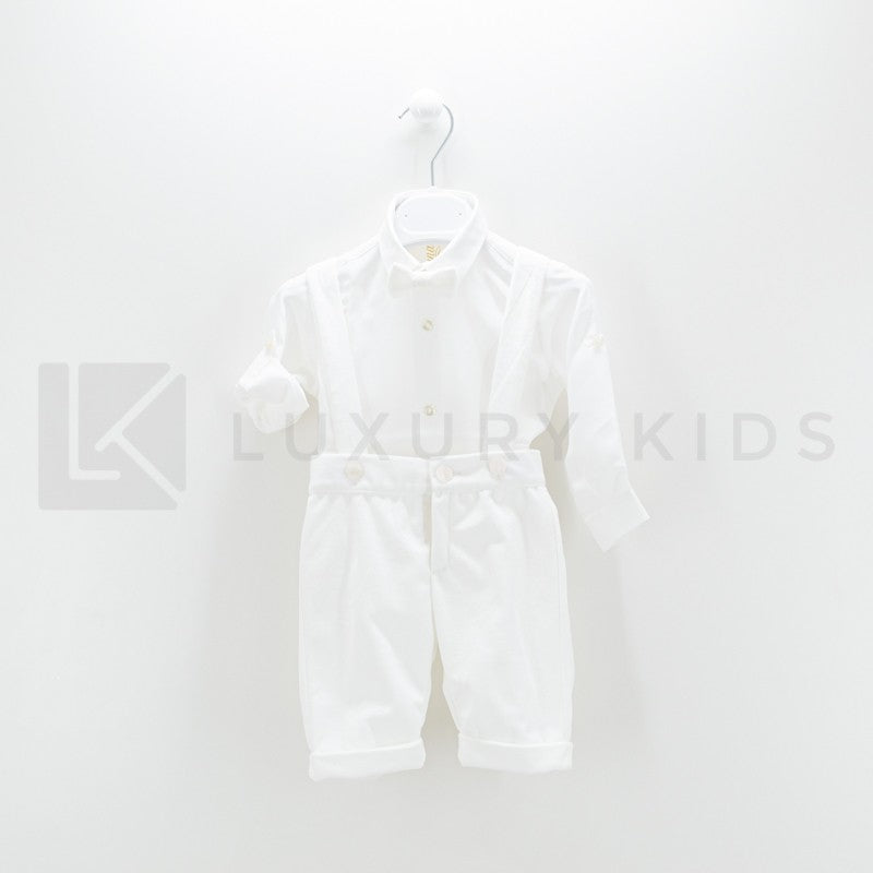 Completo 4 Pezzi Bianco Seta In Velluto Battesimo Neonato Creazioni Luana 3150 - CREAZIONI LUANA - LuxuryKids