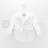 Completo 4 Pezzi Bianco Seta In Velluto Battesimo Neonato Creazioni Luana 3150 - CREAZIONI LUANA - LuxuryKids