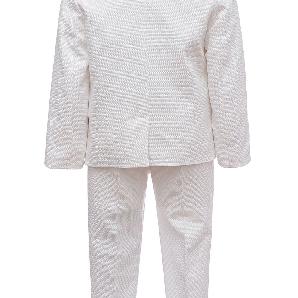 Completo 4 Pezzi Elegante Cotone Bianco Neonato BUFI B5100A - BUFI - LuxuryKids