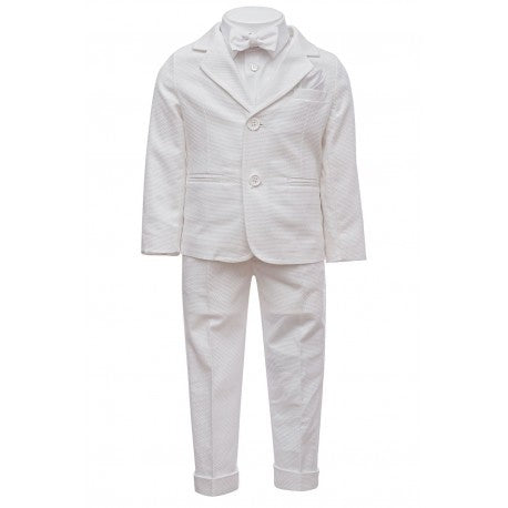 Completo 4 Pezzi Elegante Cotone Bianco Neonato BUFI B5100A - BUFI - LuxuryKids
