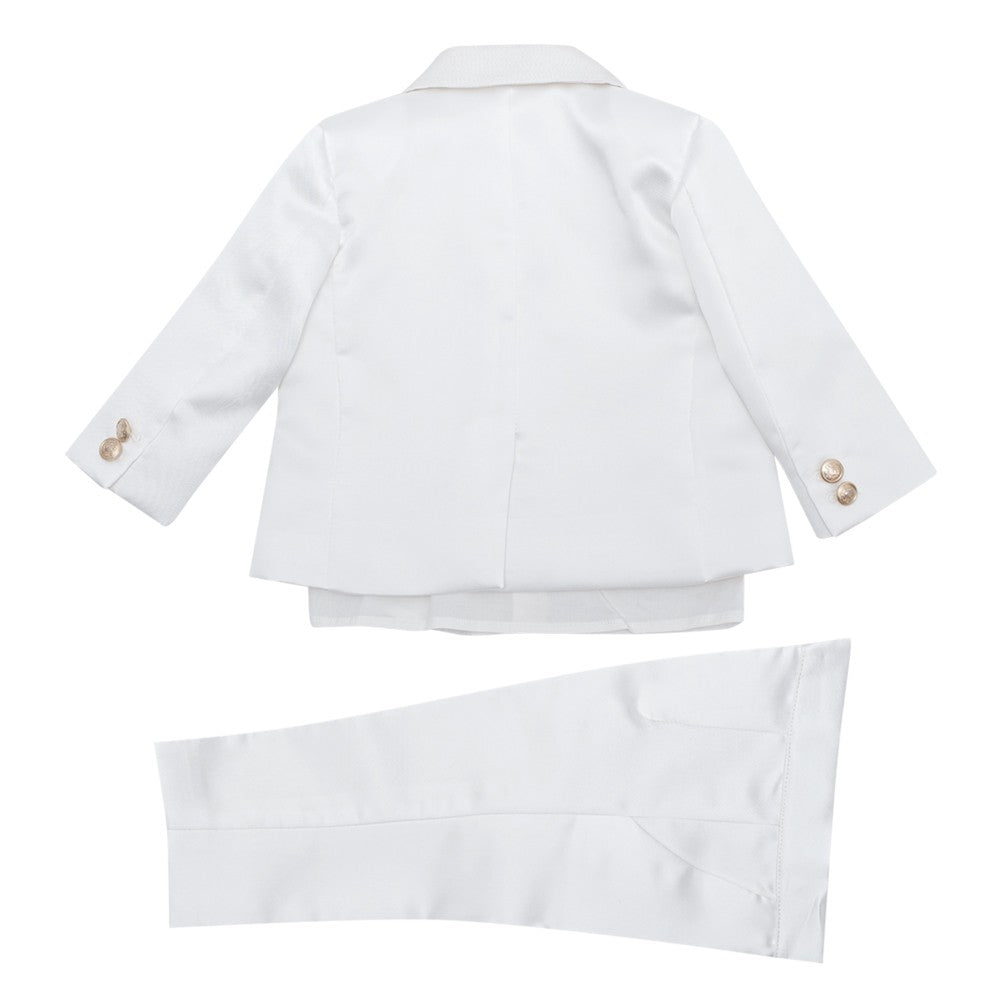 Completo 5 Pezzi Elegante In Raso Panna Neonato Le Petits Enfants MARIANO - LE PETITS ENFANTS - LuxuryKids