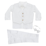 Completo 5 Pezzi Elegante In Raso Panna Neonato Le Petits Enfants MARIANO - LE PETITS ENFANTS - LuxuryKids