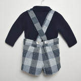 Completo Bermuda con bretelle e Cardigan Blu Per Bambino Paloma de la O EI8BM1 - PALOMA DE LA O - LuxuryKids