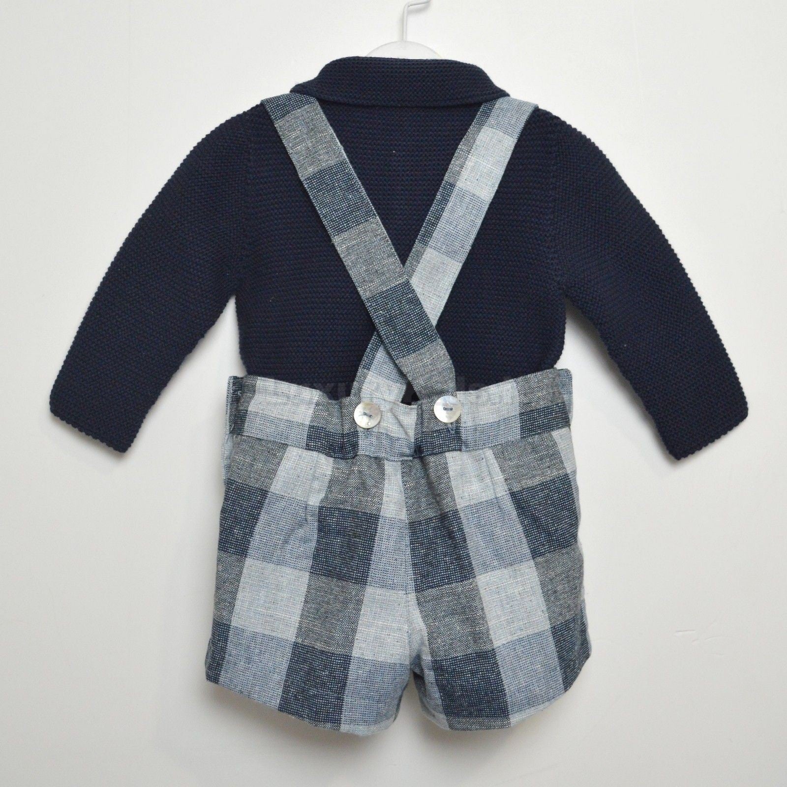 Completo Bermuda con bretelle e Cardigan Blu Per Bambino Paloma de la O EI8BM1 - PALOMA DE LA O - LuxuryKids