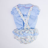 Completo Camicia e Culotte in Cotone Plumetis Con Bretelle Celeste Neonata DEL SUR 1831 - DEL SUR - LuxuryKids