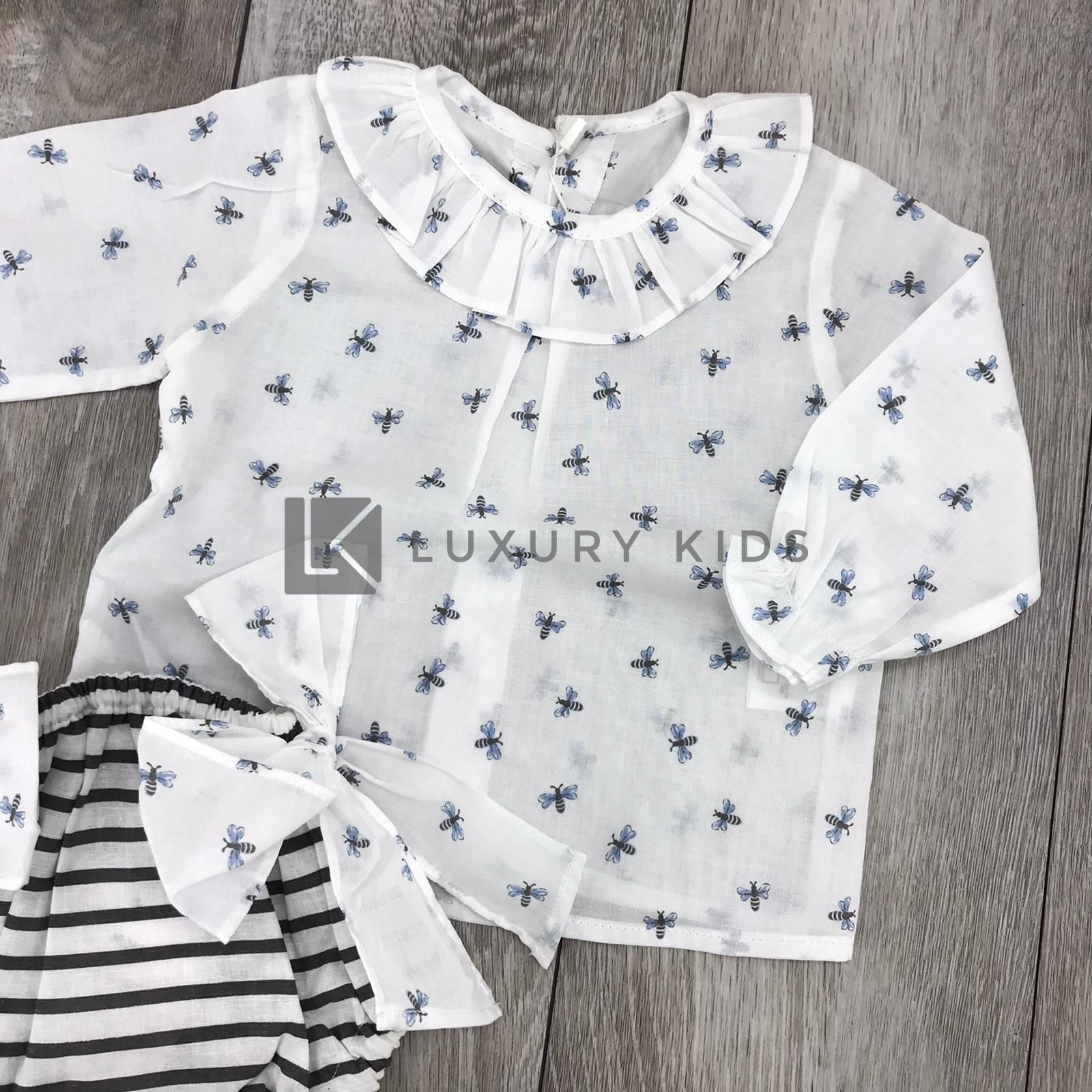 Completo Con Culotte E Camicia In Cotone Fantasia Api Neonata PALOMA DE LA O MV9BL74 - PALOMA DE LA O - LuxuryKids