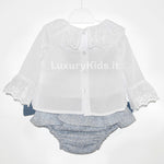 Completo con culotte elegante chic Neonata blu-bianco FINA EJERIQUE O18A6250 - Fina Ejerique - LuxuryKids