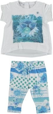 Completo Con Leggings E Maxi Shirt In Cotone Elasticizzato A Fantasia Neonata Sarabanda Q608 - SARABANDA - LuxuryKids