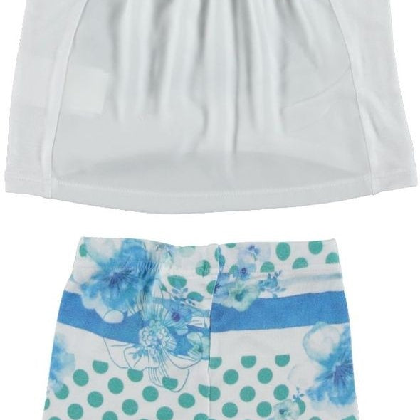 Completo Con Leggings E Maxi Shirt In Cotone Elasticizzato A Fantasia Neonata Sarabanda Q608 - SARABANDA - LuxuryKids