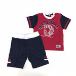 Completo con T-Shirt e Bermuda Rosso-Blu Neonato Sarabanda E704 - SARABANDA - LuxuryKids
