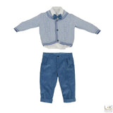 Completo Elegante 4 Pezzi Neonato Celeste cerimonia battesimo Creazioni Luana 3201 - CREAZIONI LUANA - LuxuryKids