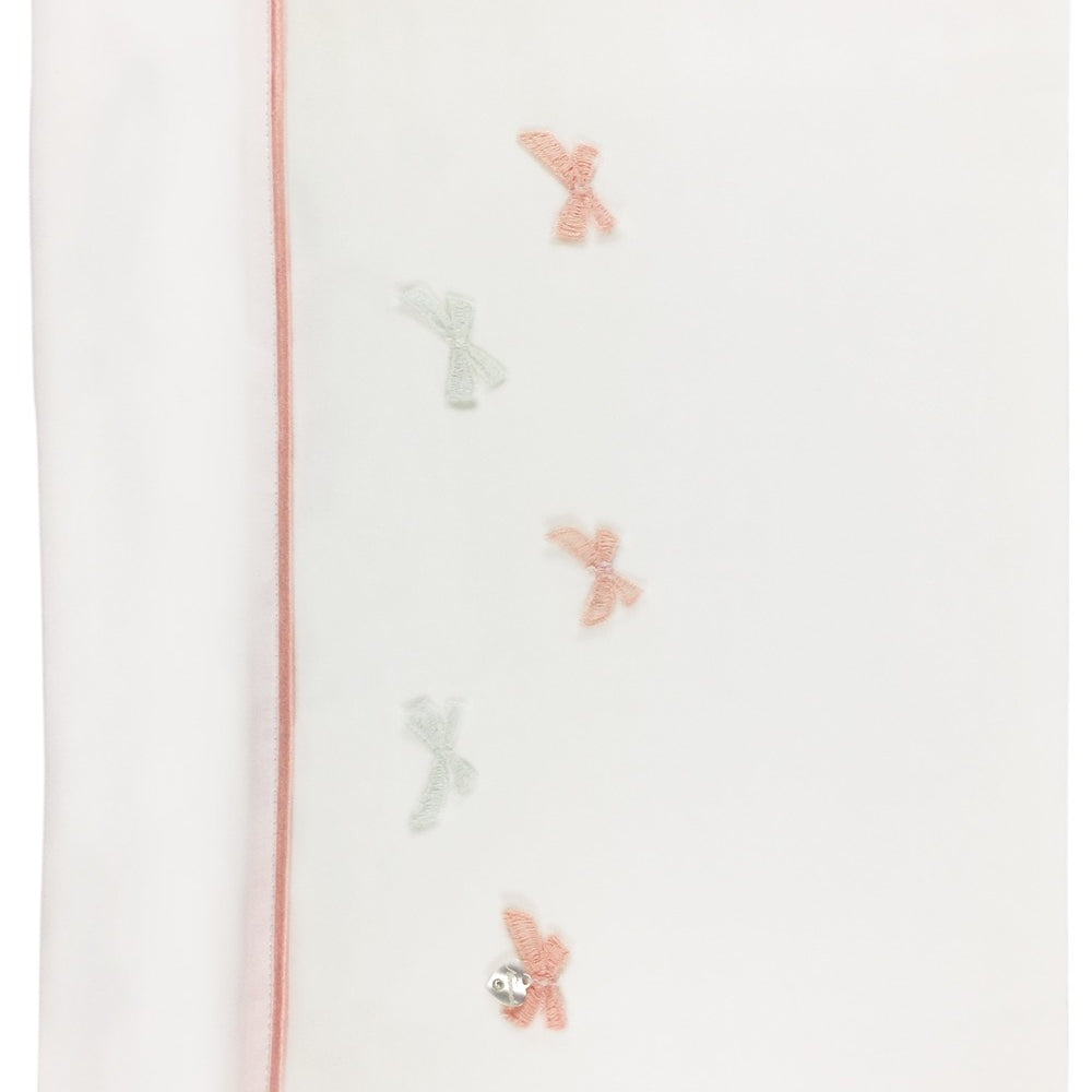 Completo Lenzuola Carrozzina in Cotone Bianco Fiocchettini Neonata NINNAOH E21LE2 - NINNAOH - LuxuryKids
