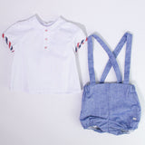 Completo Maglia e Pantaloncino Con Bretelle Celeste Neonato DEL SUR 0033 - DEL SUR - LuxuryKids