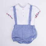 Completo Maglia e Pantaloncino Con Bretelle Celeste Neonato DEL SUR 0033 - DEL SUR - LuxuryKids
