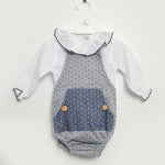 Completo Salopette e Camicia Blu-Bianco Per Neonato Paloma de la O JI8PT2 - PALOMA DE LA O - LuxuryKids