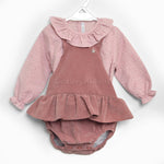 Completo Salopette e Camicia con Fantasia di Stelline Rosa Antico Per Neonata Paloma de la O LI8PT1R - PALOMA DE LA O - LuxuryKids