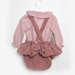 Completo Salopette e Camicia con Fantasia di Stelline Rosa Antico Per Neonata Paloma de la O LI8PT1R - PALOMA DE LA O - LuxuryKids