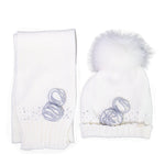 Completo Sciarpa E Cappello In Misto Lana Con Pon Pon Originale Panna Neonata Made In Italy BUFI 9866SC-00 - BUFI - LuxuryKids