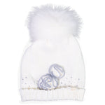 Completo Sciarpa E Cappello In Misto Lana Con Pon Pon Originale Panna Neonata Made In Italy BUFI 9866SC-00 - BUFI - LuxuryKids