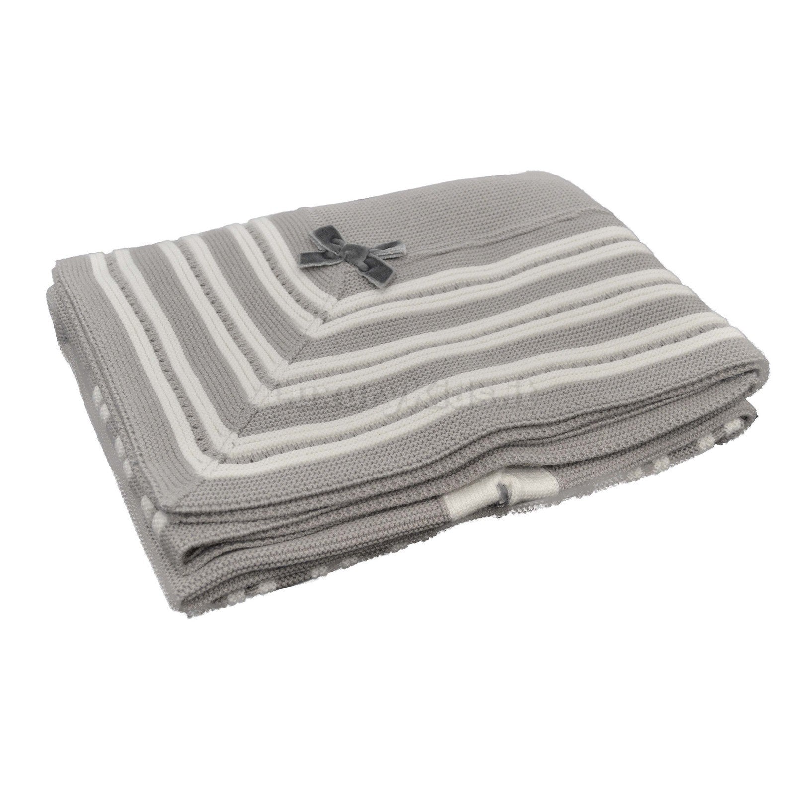 Coperta Corredino Grigio con Fiocco in Velluto Neonata Dr.Kids 107 - DR.KID - LuxuryKids