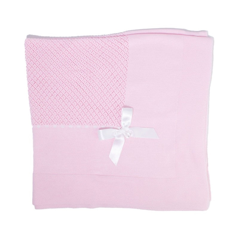 Coperta Corredino In Filo di Cotone Con Traforatura Centrale E Fiocco Neonata-o Dr.KID DK108 - DR.KID - LuxuryKids