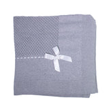 Coperta Corredino In Filo di Cotone Con Traforatura Centrale E Fiocco Neonata-o Dr.KID DK108 - DR.KID - LuxuryKids