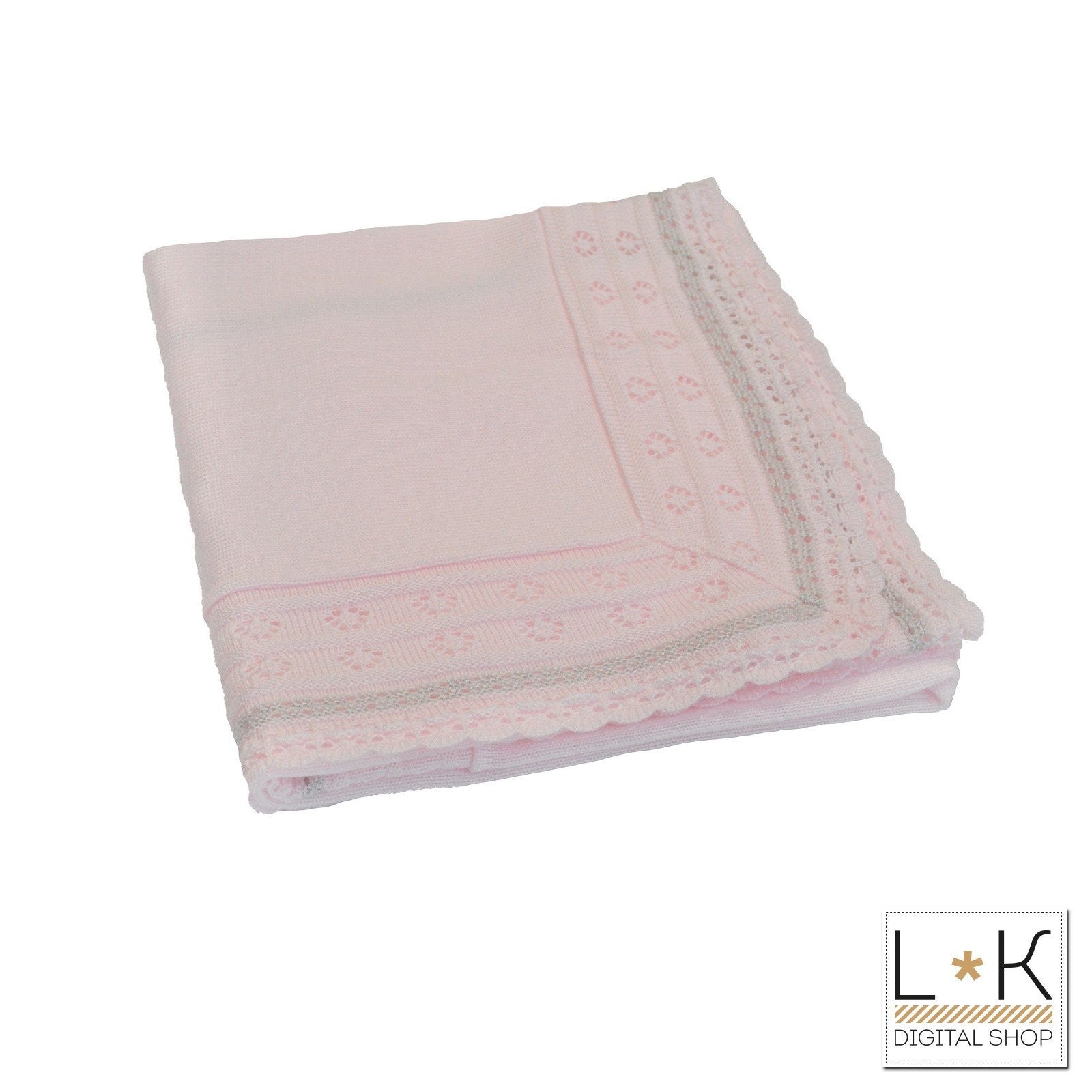Coperta Corredino Ricamo Neonata Rosa A&J 117 - A&J - LuxuryKids