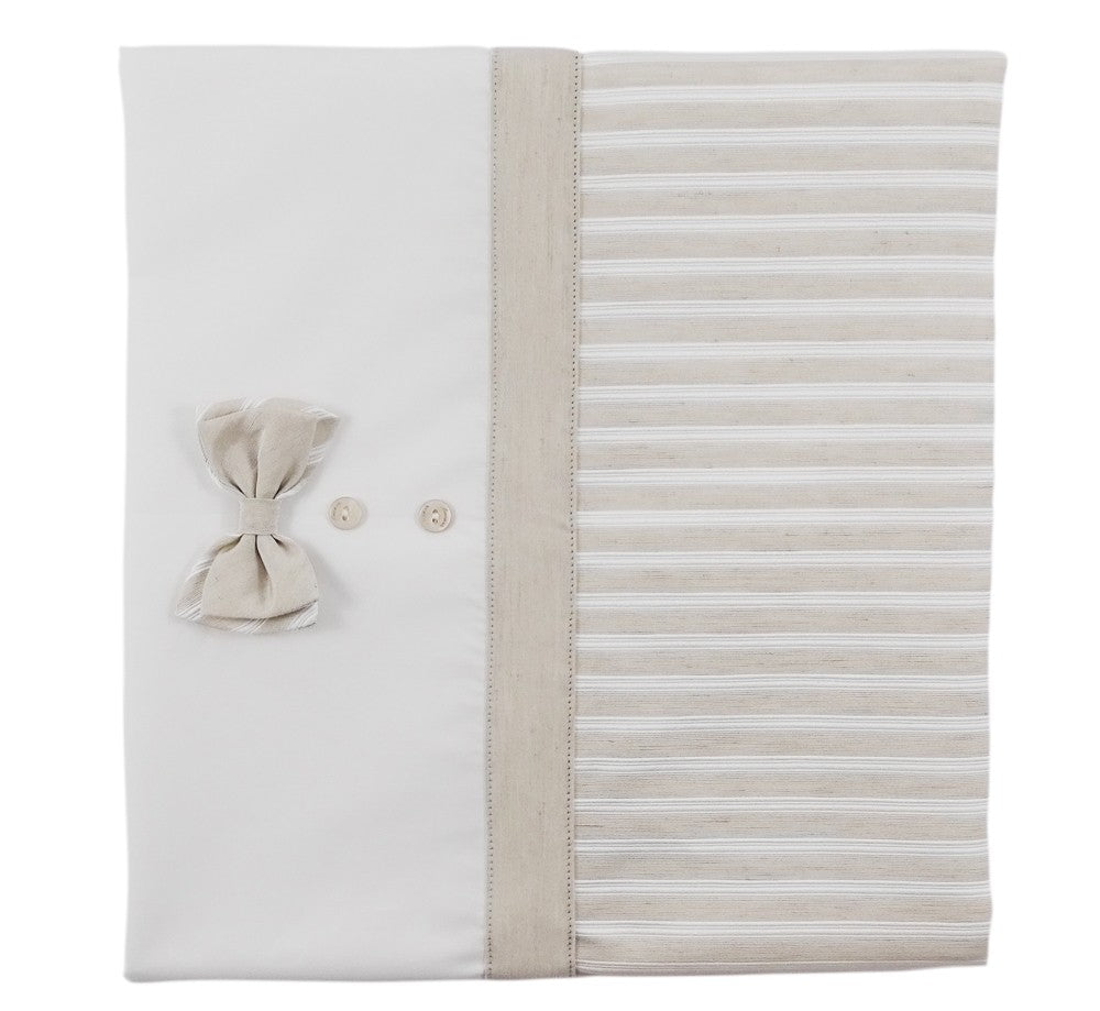 Coperta Imbottita Sfoderabile A Righe Bianco e Beige Neonato NINNAOH E21COP206I - NINNAOH - LuxuryKids